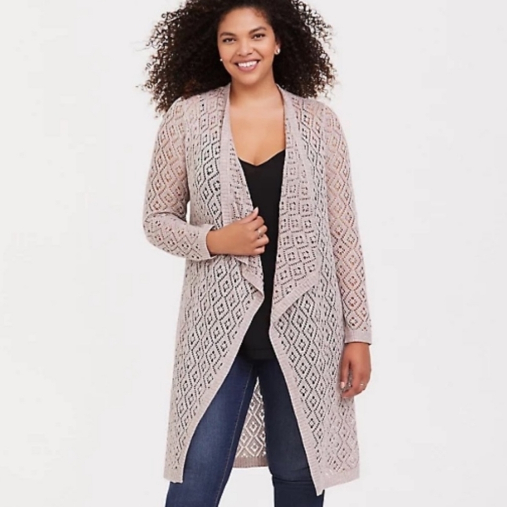 Torrid Mauve Drape Open Cardigan